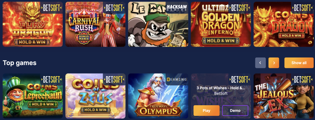 surge casino games